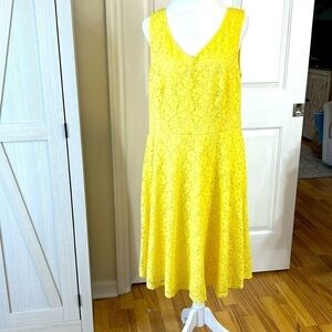 Connected Apparel Yellow Lace floral sleeveless v neck Sz 16